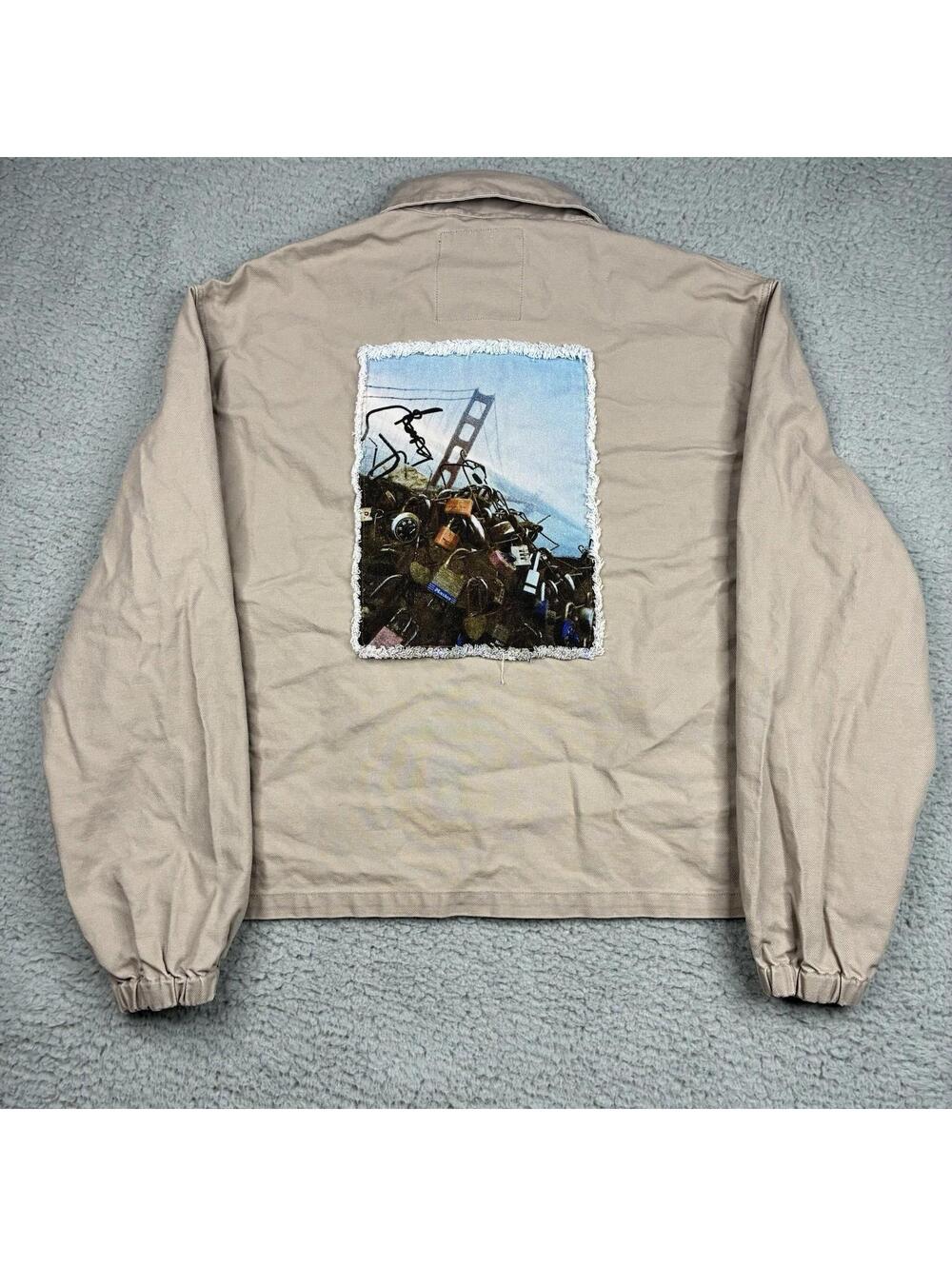 Rassvet Coach Jacket Mens XL Beige La Melancolia Workwear Graphic Romania